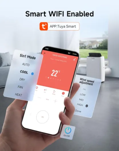 Portable Air Conditioner 12000 BTU, 5-in-1 Air Conditioning Unit, Smart WIFI App Control with Heat, Cooling, Fan, Dehumidifier, Auto Mode, Sleep Mode with 24H Timer, Remote Control, Window Kit 12000 BTU+Heat