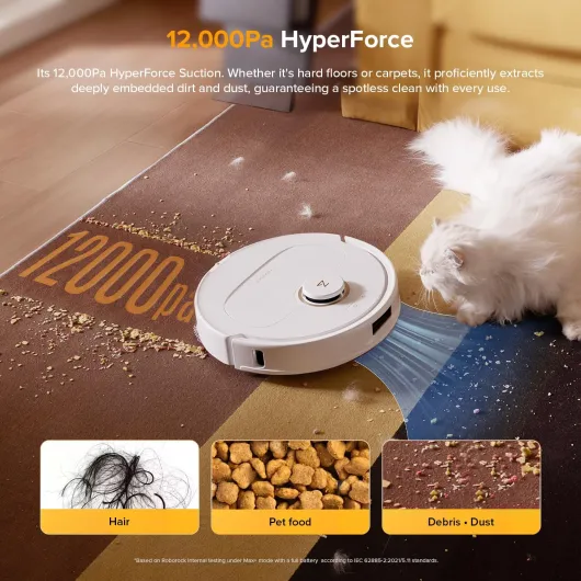 Qrevo S5V Robot Vacuum Cleaner with Mop, FlexiArm Edge Mopping, 12,000Pa Suction, Dual Zero-Tangle System, Smart Obstacle Avoidance, 10mm Mop Lifting, All-in-One Dock, White