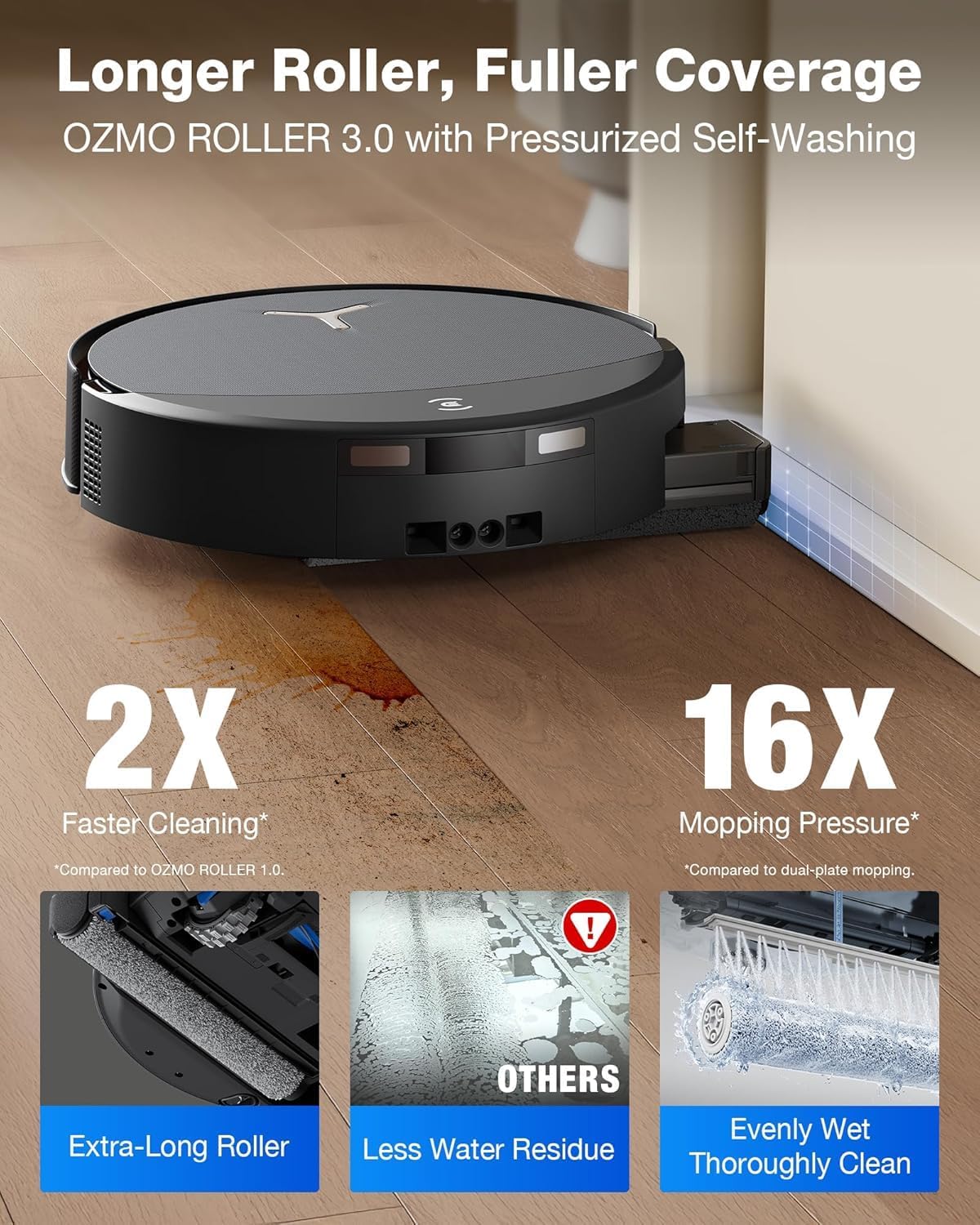 DEEBOT T90 PRO OMNI Robot Vacuum Cleaner with Mop,30,000Pa Blast Suction,PowerBoost Charging,Instant Self-Cleaning OZMO Roller Mop,TruEdge Deep Edge Cleaning,AI Obstacle Avoidance T90 Pro Omni Black