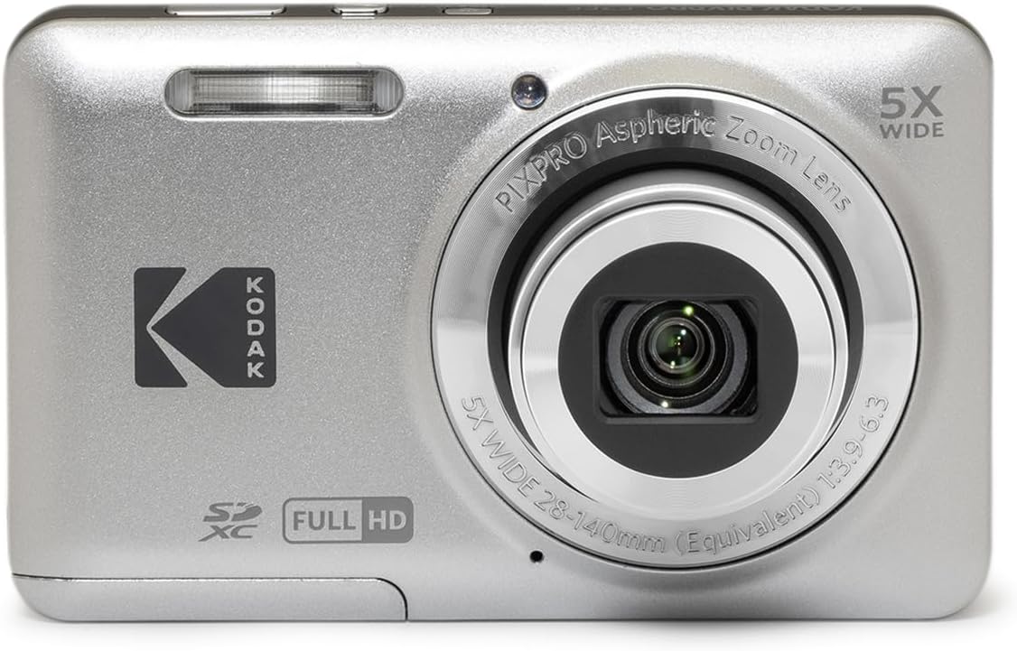 PIXPRO FZ55-GRY Digital Camera with 16MP CMOS Sensor, 5x Optical Zoom, 28mm Wide Angle, 1080P Full HD Video, 2.7 Inch LCD Vlogging Camera, Grey darkgray
