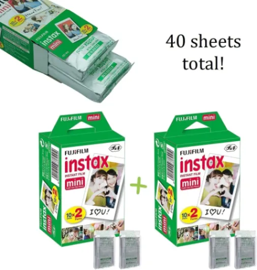 Instax Mini 12 Pastel Blue + Fuji Instax Film 40 Sheets + Shutter Accessories Bundle, Incl - Carrying Case & Quicksand Beads Album 64 Pockets
