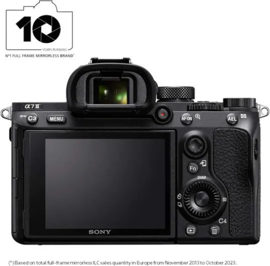 Alpha 7 III Full-Frame Mirrorless Camera (24.2MP, 4K Video, Fast 0.02s 693 Point Hybrid AF & 5 Axis stabilisation - Ideal for Enthusiasts, Hybrid Shooter and Low Light imaging) A7 III Body Body