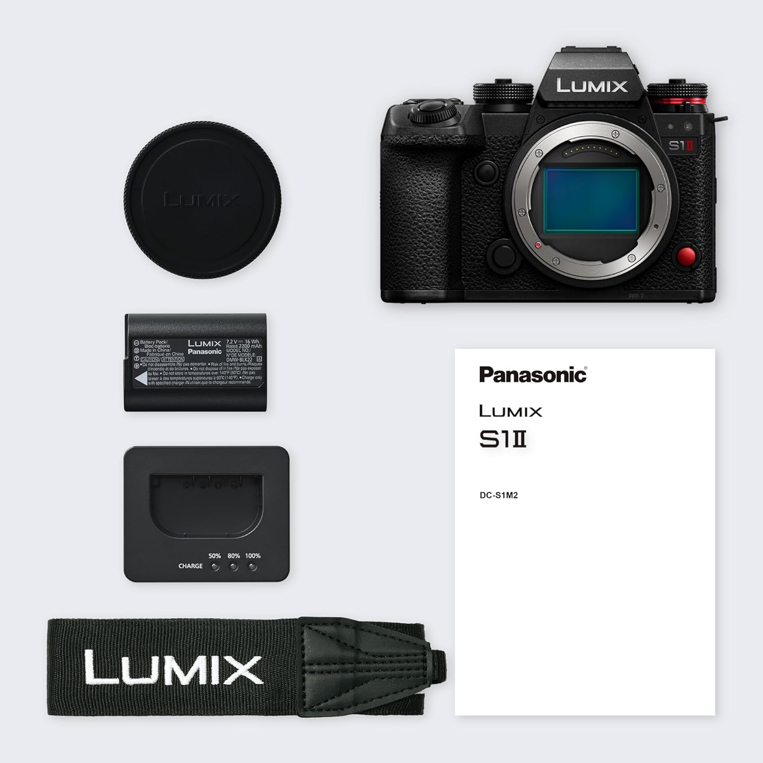 LUMIX S1II Full Frame Mirrorless Camera, Body Only, 24MP, 4K 120p, 5.1K 60p Open Gate, ProRes RAW, Phase Hybrid AF, L-Mount, Black