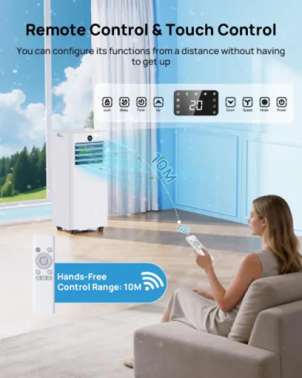 Air Conditioning Unit 7000BTU, Portable Air Conditioner with Installation Kit, 2 Control Ways, Low Energy, Timer, Digital Display, 4 IN 1 Ventilation Conditioning Cooling Fan for Home, Office, Room