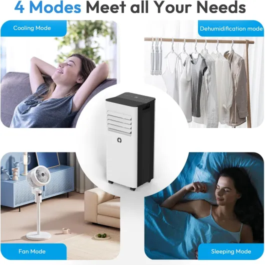 Portable Air Conditioner, 9000 BTU Air Conditioning Unit with Cooling, Fan, Dehumidifier & Sleep Mode, Air Conditioners with Window Kit and 24H Timer for Home Bedroom Office White 9000BTU-Small