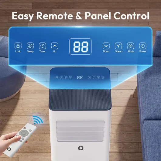 Portable Air Conditioner, 9000 BTU Air Conditioning Unit with Cooling, Fan, Dehumidifier & Sleep Mode, Air Conditioners with Window Kit and 24H Timer for Home Bedroom Office White 9000BTU-Small