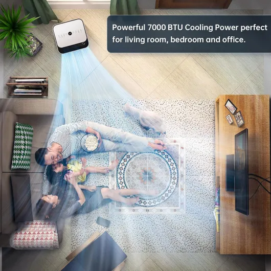 Portable Air Conditioner, 4-In-1 Air Conditioning Unit 7000 BTU, Dehumidifier, Cooling Fan with 2 Fan Speeds,Digital Display, Remote Control, 24 Hour Timer & Window Venting Kit for Rooms Up to 20sqm