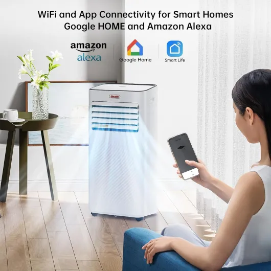 Portable Air Conditioner, 4-In-1 Air Conditioning Unit 7000 BTU, Dehumidifier, Cooling Fan with 2 Fan Speeds,Digital Display, Remote Control, 24 Hour Timer & Window Venting Kit for Rooms Up to 20sqm
