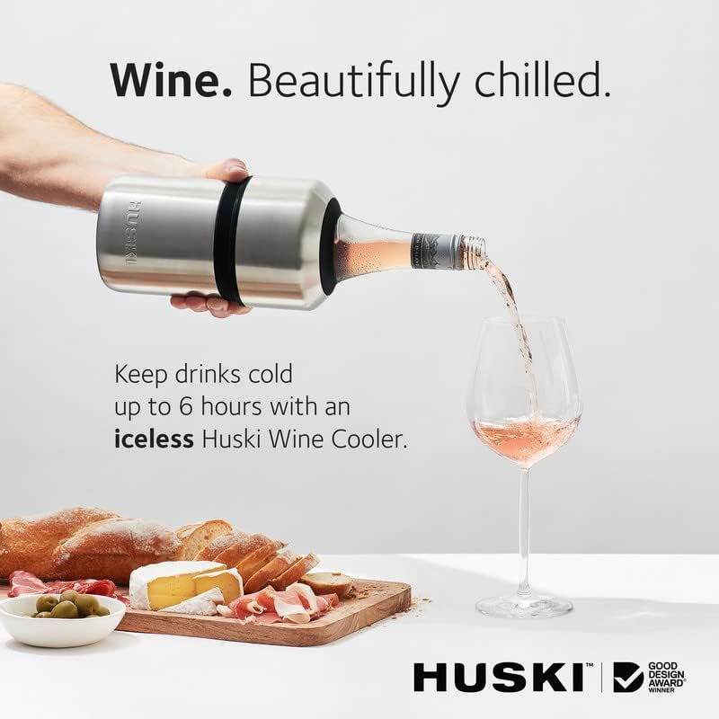 Wine Cooler - Premium Iceless Chiller - Keeps Cold Up to 6 Hours - Award-Winning Design - for Wine Lovers Fits most 750ml wine and some champagne bottles Champagne