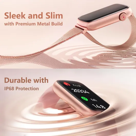Slim Fitness Tracker with Blood Oxygen, Blood Pressure, 24/7 Heart Rate and Sleep Tracking, IP68 Waterproof Activity Trackers and Smart Watches with Step Tracker, Pedometer for Women Men Pink