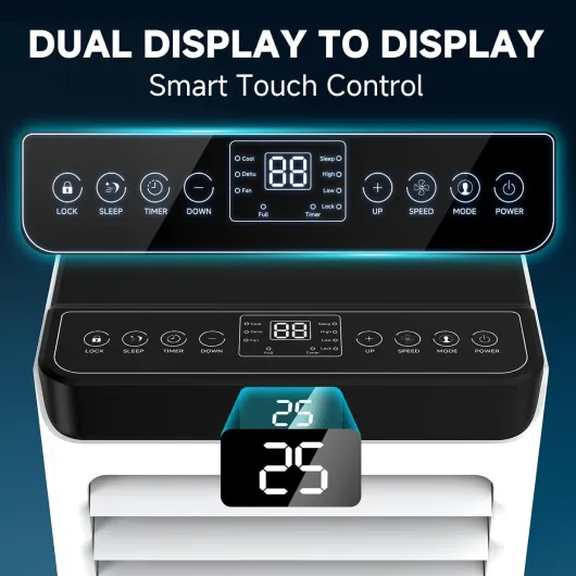 Air Conditioning Unit, 4-in-1 Powerful Portable Air Conditioner with Cooling, Dehumidifier & Fan Modes, Sleep Modes, Intuitive Display, Remote Control, 24H Timer, Window Kit, for Room Up to 269sq.ft White