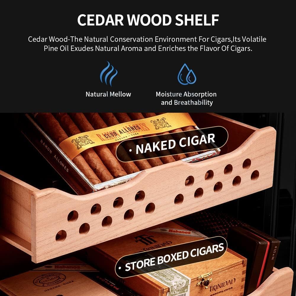 Electric Cigar and Wine Cooler Humidor with Digital Humidity Control, Holds 400 Cigars for Home or Commercial Use Black