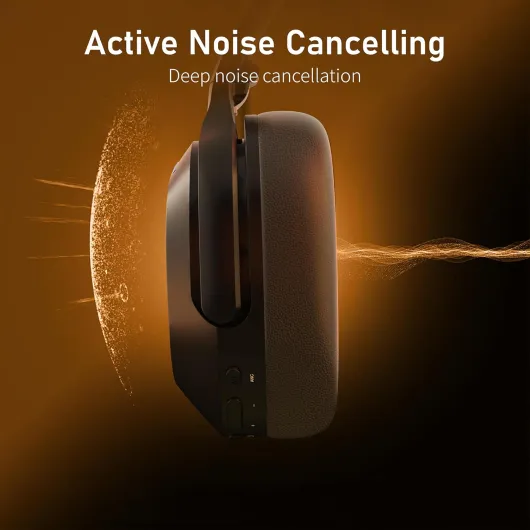 Active Noise Cancelling Headphones, Wireless Bluetooth Over-Ear Headphone with Microphone,120H Playtime, Foldable Overhead Headphones with Deep Bass, Fast Charging for Home Travel Office Black