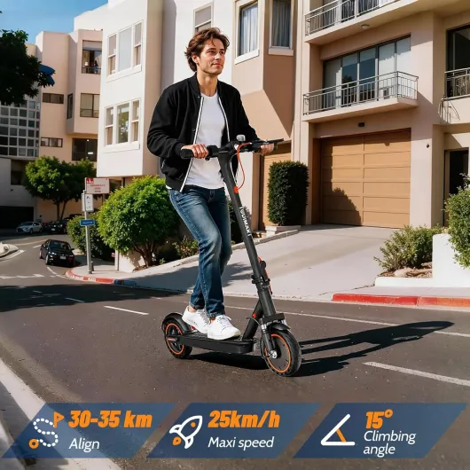 Electric Scooter Adult, 30-35km Range, 8.5" Ultra Light Electric Scooters for Adults and Teens, 36V 7.8Ah Battery, 350W Motor, 3 Speed Mode, TODIMART T series Foldable E Scooter Black-T6 35KM