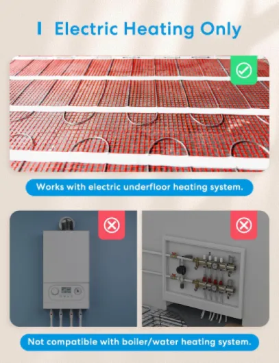 Smart Thermostat for Electric Underfloor Heating, WiFi Room Thermostat with Timer, Dual Sensors, Heating & Cooling, Energy Saving, App Control, Works with Alexa and Google, Hubless Alexa Electric Heating
