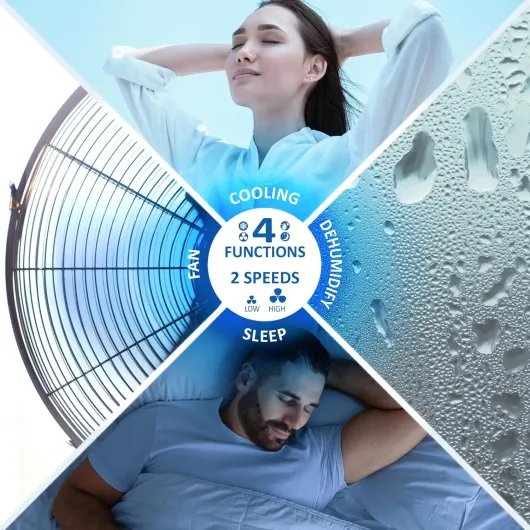 Portable Air Conditioner 8000 BTU - 3 IN 1 Air Conditioning Unit, Dehumidifier & Cooling Fan - 24 Hour Timer, Remote Control - Conditioner for Bedroom, Home & Office - White