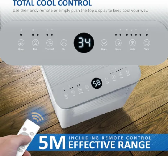 Portable Air Conditioner 8000 BTU - 3 IN 1 Air Conditioning Unit, Dehumidifier & Cooling Fan - 24 Hour Timer, Remote Control - Conditioner for Bedroom, Home & Office - White