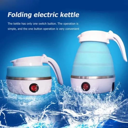 Mini Foldable Electric Kettle Collapsible Kettle Portable Suitable for Home Travel and Camping (Blue)