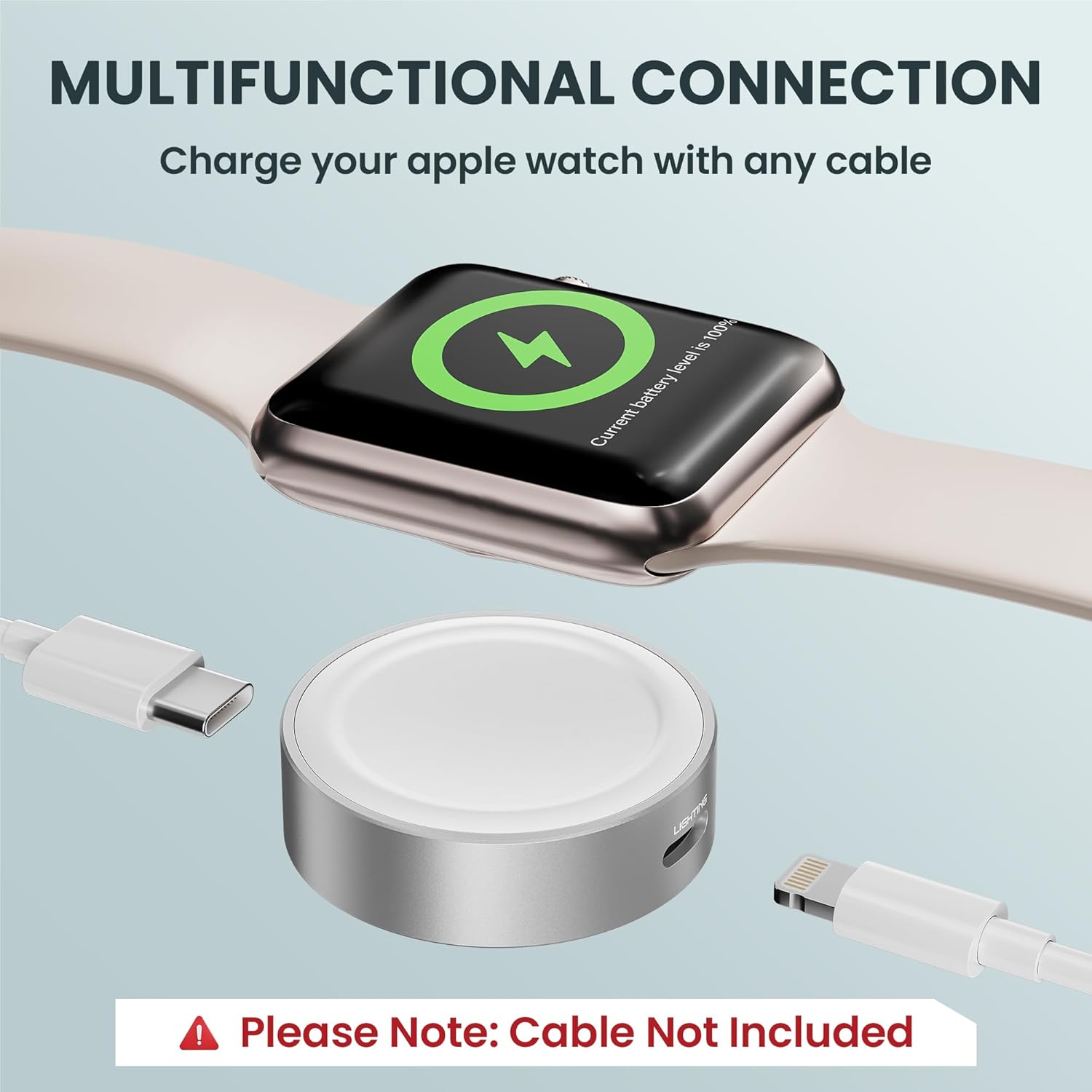 Upgraded Charger Adapter 5W for Apple Watch,Magnetic Wireless Fast iWatch Charger,Portable USB-C or iPhone Power Charging Cable for iWatch Series 11 10 9 8 7 6,Ultra 3 2,SE 3 2,38/40/44/45/46mm Silver