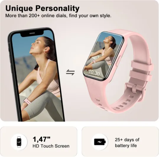 Smart Watch for Women, 50 Days Battery Life Fitness Tracker, 24/7 Heart Rate/SpO2/Sleep Monitor, 70 Sports Modes, IP68 Waterproof Step & Calories Counter Watch for iOS Android Pink
