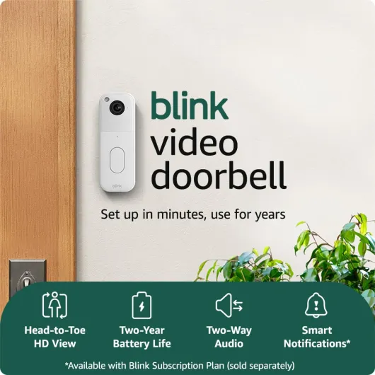 Video Doorbell - Add-on - Head-to-toe HD view, two-year battery life, simple setup, IP65 - Works with Alexa - Required Sync Module not included – (White) White Add-On Doorbell HD