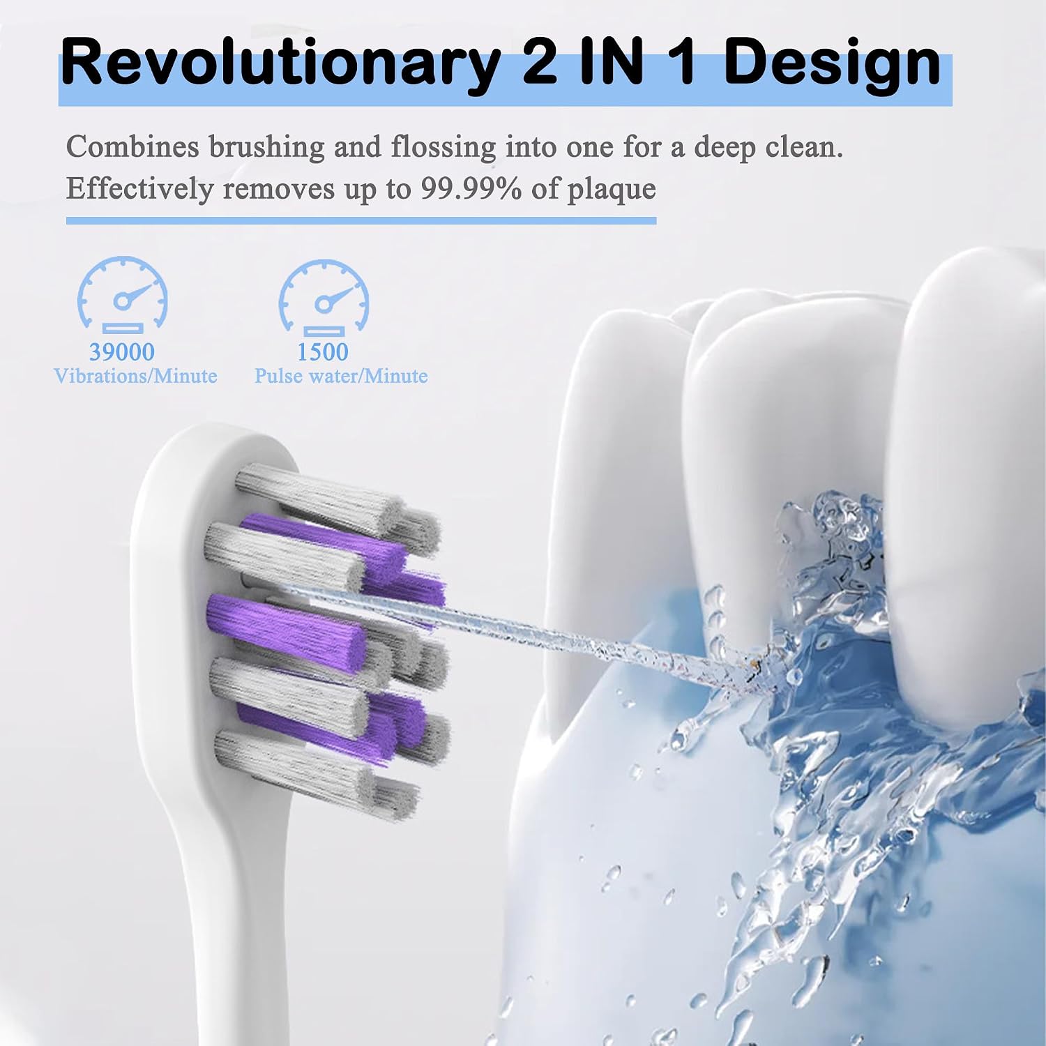 Electric Toothbrush with Water flosser, 2 in 1 Teeth Cleaning Kit, 3 Smart Modes, Portable Oral Irrigator, Rechargeable IPX7 Waterproof (Pink)