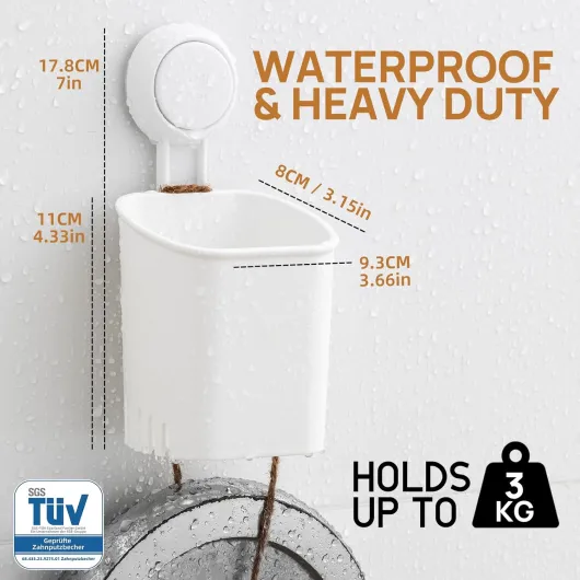 Toothbrush Holder Wall Mounted 2 Pack, MAX Hold 3 KG, Shower Razor Organizer, Suction Cup Toothbrush Holder for Bathroom, No Drilling, Removable Toothpaste Organizer, White In Plastic White 2
