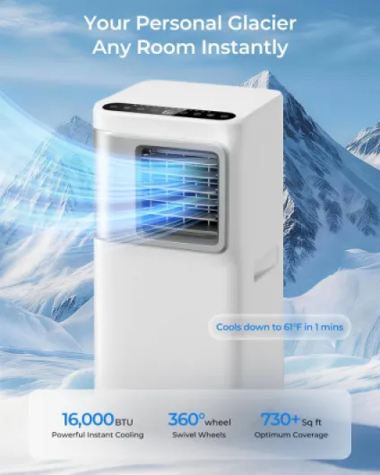 Portable Air Conditioning, 16000 BTU, for Large Rooms up to 750 m², 5-in-1 Smart AC Unit with WiFi/Remote Control, Fast Cooling, Dehumidifier and