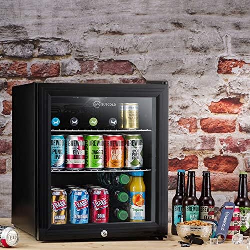 Super50 LED – Mini Fridge Black - 50L Beer, Wine & Drinks Fridge - LED Light + Lock & Key - Energy Efficient (Black)