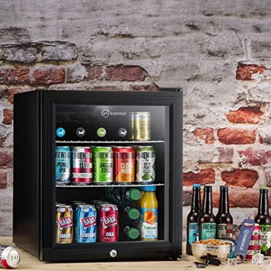 Super50 LED – Mini Fridge Black - 50L Beer, Wine & Drinks Fridge - LED Light + Lock & Key - Energy Efficient (Black)