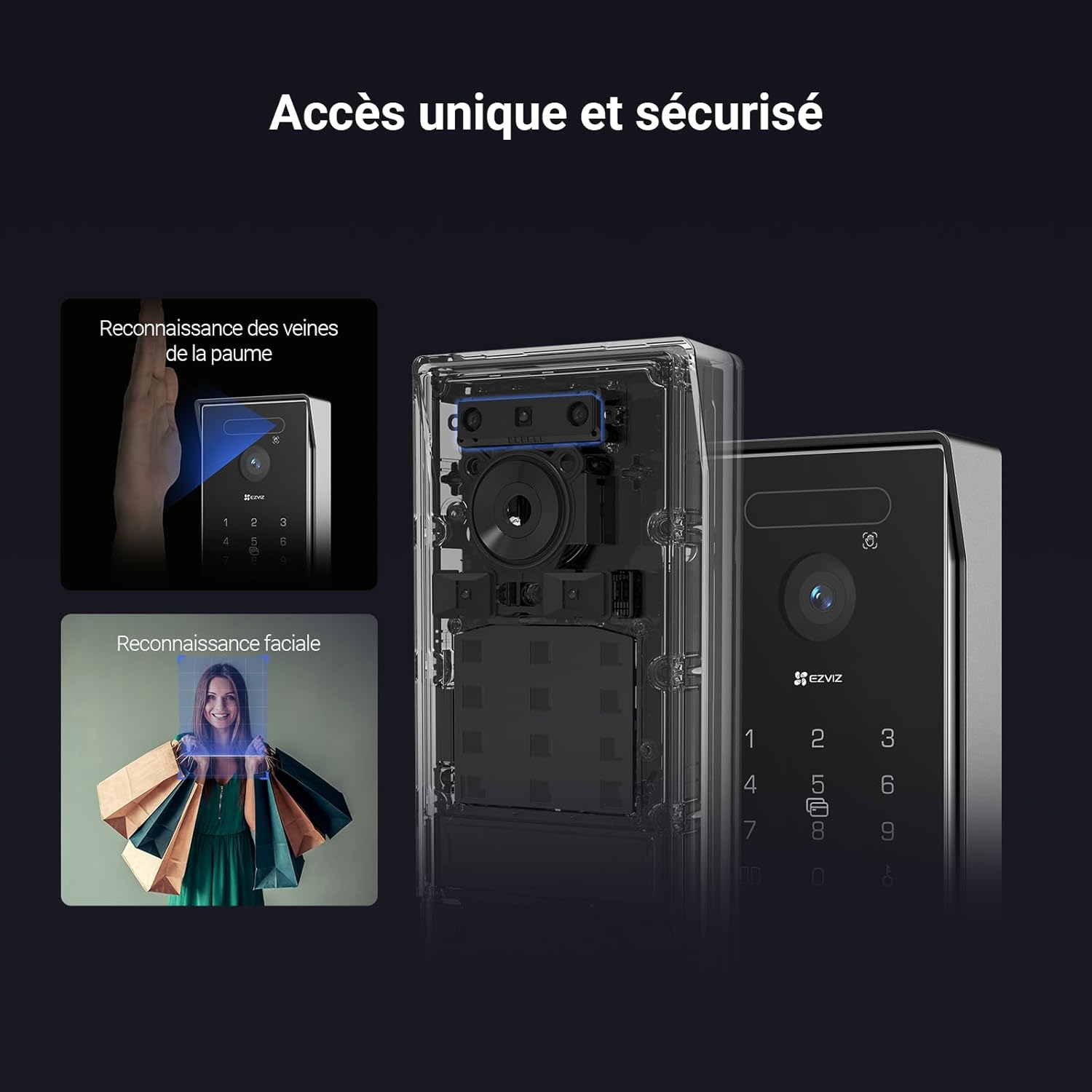 EZVIZ 4K Visiophone Connecté Interphone Vidéo, 8 Pouces Moniteur Tactile, Reconnaissance Paume/Visage, Unlock à Distance, 2 Fils, Détection Humaine, Option RFID, Étanche, WiFi bi-Bande, HP7 Pro